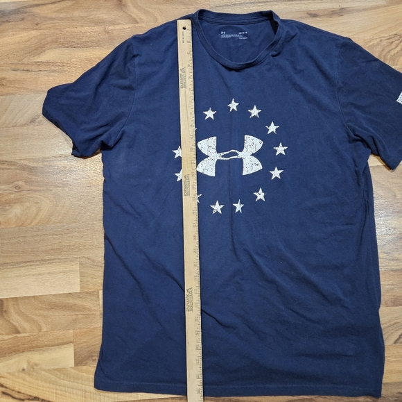 Under Armour HeatGear Tactical Shirt Large Navy USA Flag Circle Stars Logo Tee - Picture 6 of 7